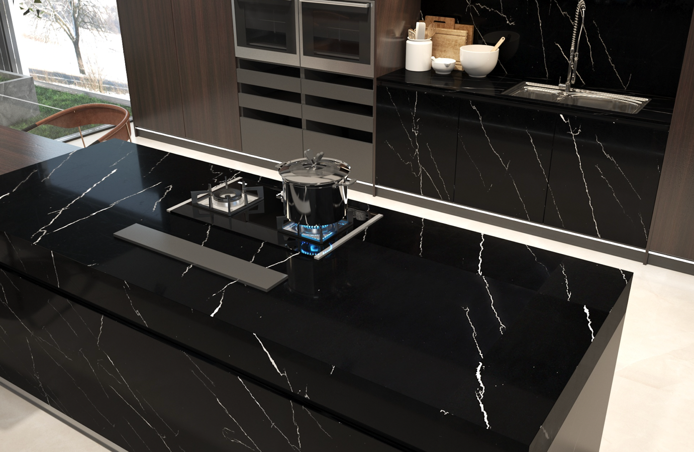 black quartz countertops